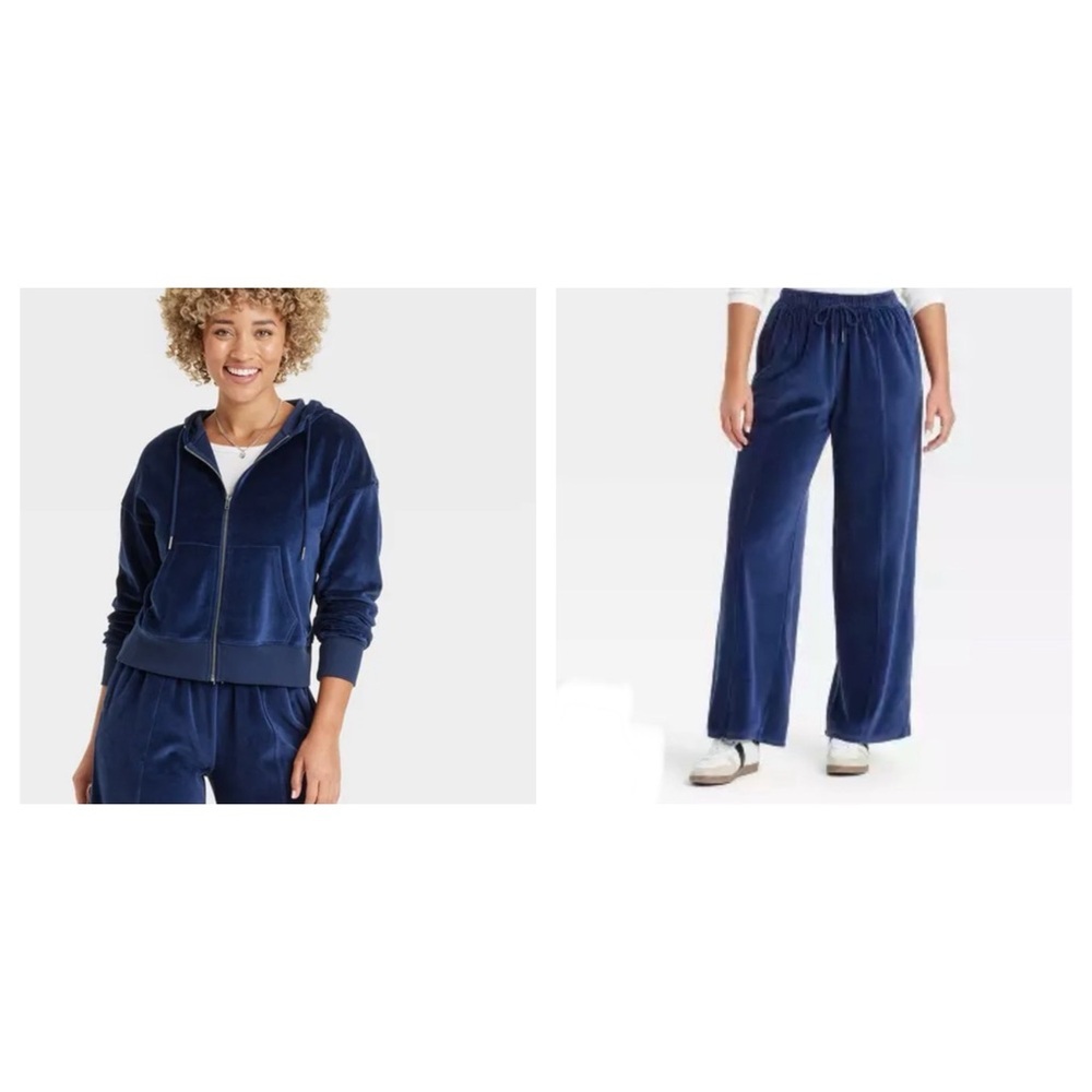 Universal thread women’s Large leisure studio crop jacket wide leg pants velour